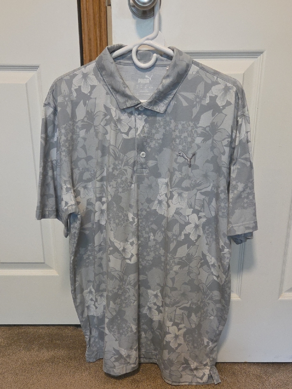 Puma Men’s Gray Floral Polo Shirt